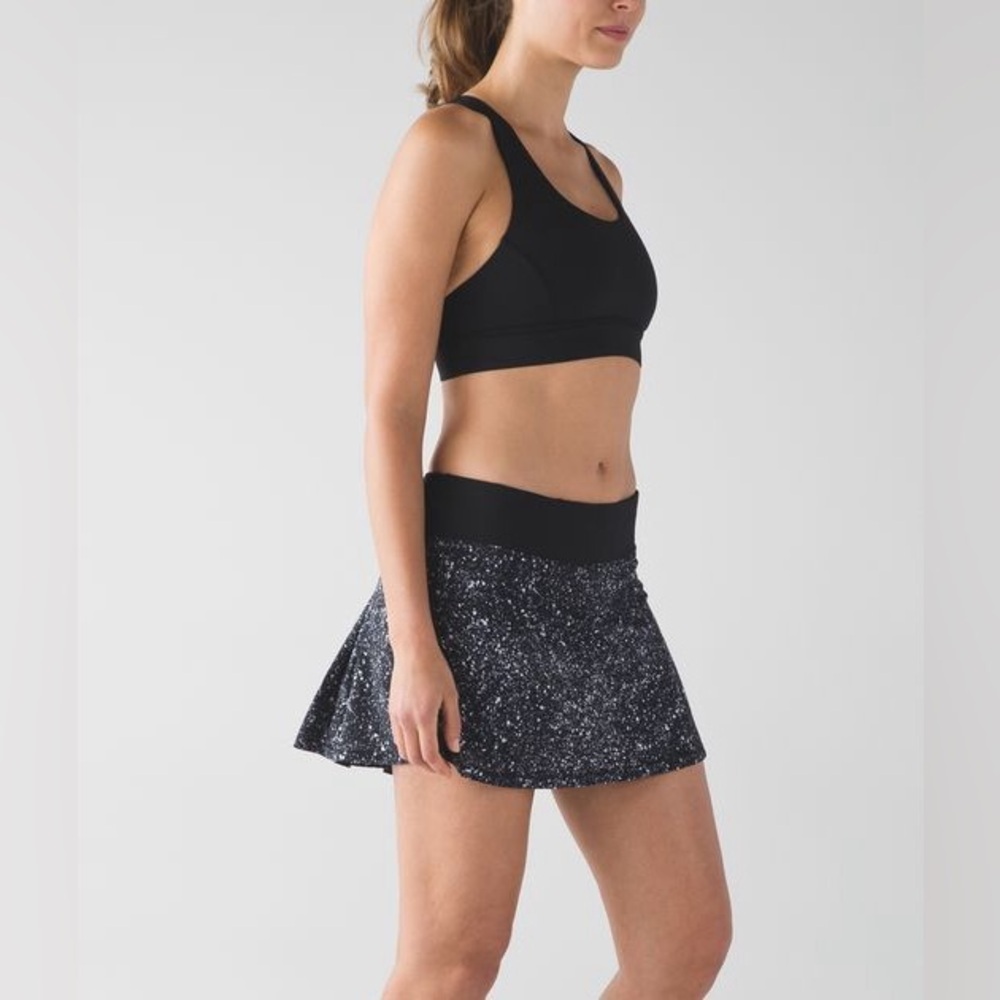 Lululemon Sz 4 Circuit Breaker Tennis Pickleball Skirt In Splatter White Black